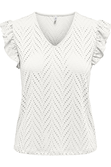 Only onlsmilla s/l v-neck frill top jrs